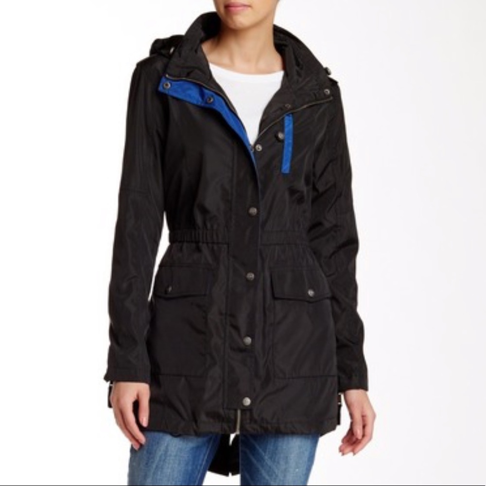 DKNY Contrast Trim Hooded Anorak Jacket